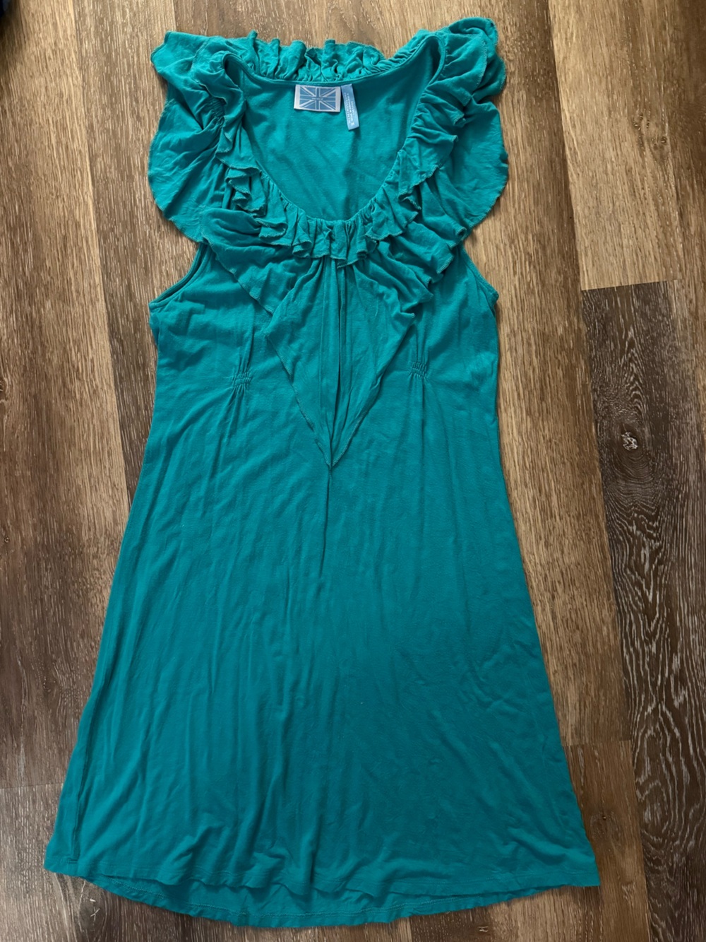Joules Teal Ruffle-Neck Dress